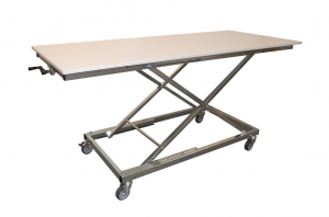Table ergonomique inox / bois à hauteur réglable - Manuelle