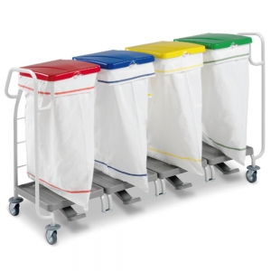 Support-sacs  linge sale - quadruple - 2 poignes de guidage