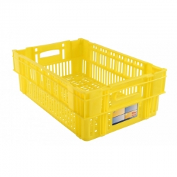 Caisse ajoure empilable-emboitable 37L JAUNE