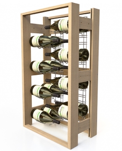 Présentoir à vin professionnel, en bois - 16 bouteilles de vin magnums 150cl