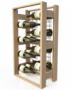 Prsentoir  vin professionnel, en bois - 16 bouteilles de vin magnums 150cl