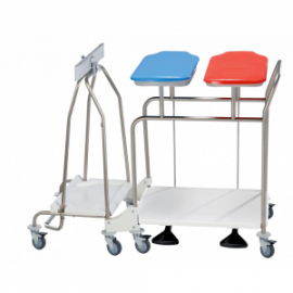 Chariot 2 porte-sacs  linge avec collecteur de dchets INOX