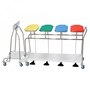 Chariot 4 porte-sacs  linge avec collecteur de dchets INOX