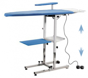 REMISE / DESTOCKAGE : Table  repasser pliante professionnelle KER - A plancher
--> Avec plateau de repassage chauffant, aspirant, soufflant