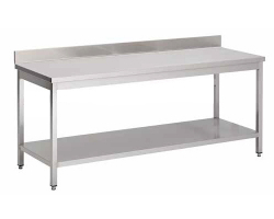 Table INOX professionnelle soude - Profondeur 600mm - Avec dosseret 