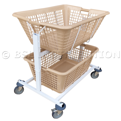 Chariot porte-corbeille  linge ergonomique (1 x 131L + 1 x 100L)