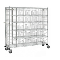Chariot 25 casiers ANTI-CHUTE penderie 300mm pour distribution du linge propre des rsidents