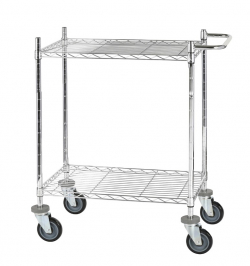 Chariot de service 2 plateaux en fil d'acier chrom - Plusieurs longueurs disponibles