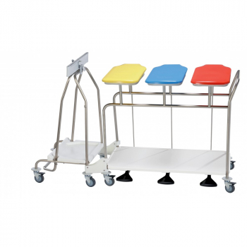 Chariot  linge 3 porte-sacs en inox avec collecteur de dchets