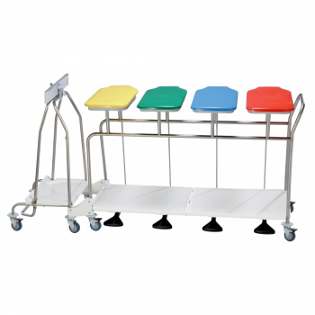  Chariot  linge en inox, 4 porte-sacs en ligne avec collecteur de dchets