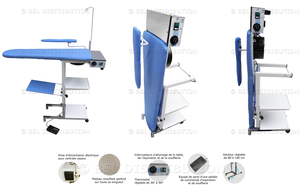 Table à repasser professionnelle à hauteur variable